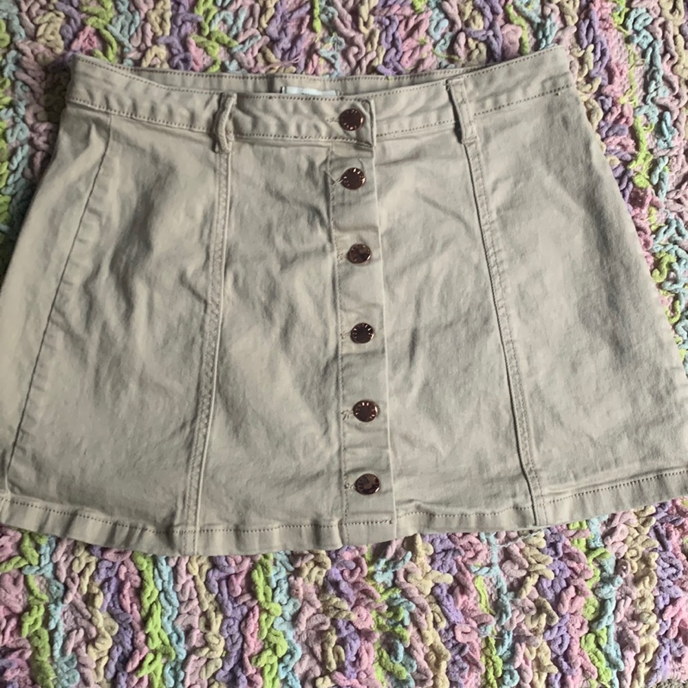 Forever 21 Light brown denim buttoned skirt